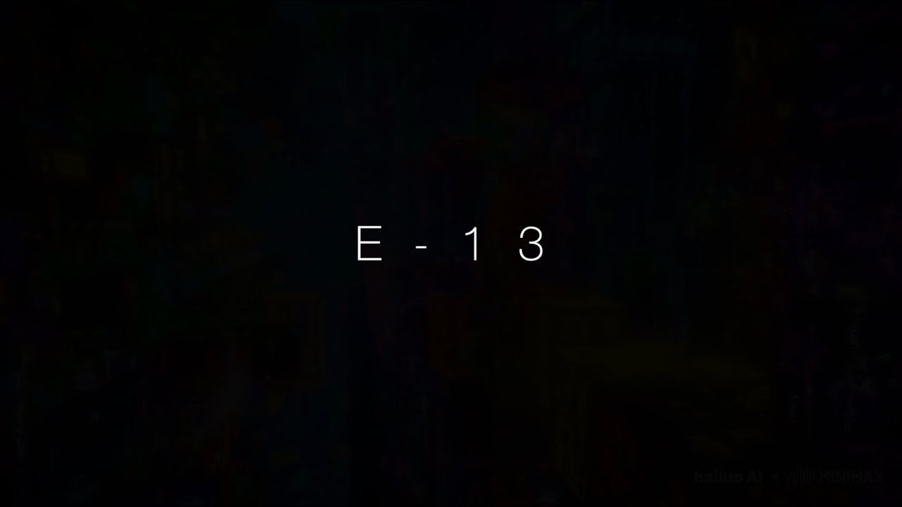 Titolo E-13 su un fotogramma scuro del cortometraggio